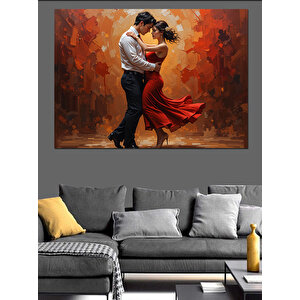 Kırmızı Elbiseli Tango Çifti Dekoratif Kanvas - Mdf Ahşap Tablo