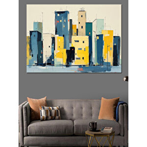 Soyut Modern Binalar Kompozisyonu Dekoratif Kanvas - Mdf Ahşap Tablo 35x50 cm