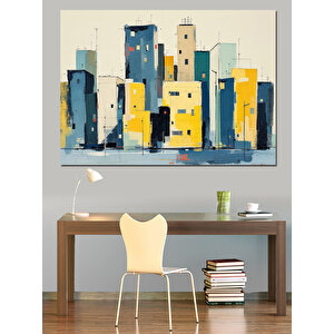 Soyut Modern Binalar Kompozisyonu Dekoratif Kanvas - Mdf Ahşap Tablo 35x50 cm