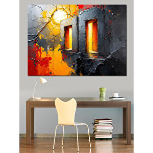 Çatlak Duvarlı Pencereler Dekoratif Kanvas - Mdf Ahşap Tablo 35x50 cm