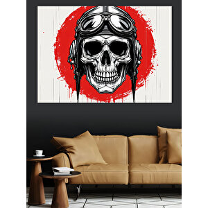 Kırmızı Kafatası İllüstrasyonu Dekoratif Kanvas - Mdf Ahşap Tablo