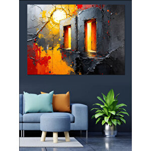 Çatlak Duvarlı Pencereler Dekoratif Kanvas - Mdf Ahşap Tablo