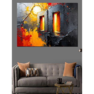 Çatlak Duvarlı Pencereler Dekoratif Kanvas - Mdf Ahşap Tablo