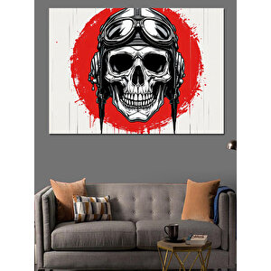 Kırmızı Kafatası İllüstrasyonu Dekoratif Kanvas - Mdf Ahşap Tablo 50x70 cm