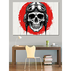 Kırmızı Kafatası İllüstrasyonu Dekoratif Kanvas - Mdf Ahşap Tablo 50x70 cm