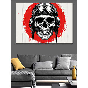 Kırmızı Kafatası İllüstrasyonu Dekoratif Kanvas - Mdf Ahşap Tablo 50x70 cm