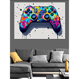 Soyut Renkli Oyun Kumandası Dekoratif Kanvas - Mdf Ahşap Tablo