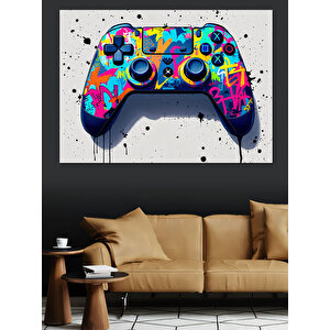 Soyut Renkli Oyun Kumandası Dekoratif Kanvas - Mdf Ahşap Tablo
