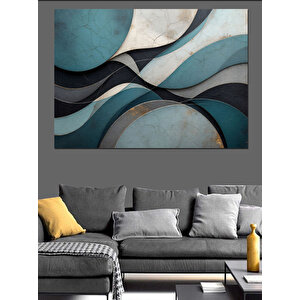 Mavi Ve Gri Soyut Sanat Dekoratif Kanvas - Mdf Ahşap Tablo 100x140 cm