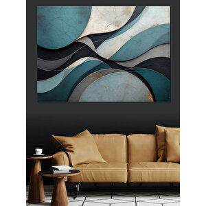 Mavi Ve Gri Soyut Sanat Dekoratif Kanvas - Mdf Ahşap Tablo 100x140 cm