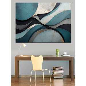Mavi Ve Gri Soyut Sanat Dekoratif Kanvas - Mdf Ahşap Tablo