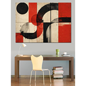 Kırmızı Siyah Soyut Kompozisyon Dekoratif Kanvas - Mdf Ahşap Tablo 70x100 cm