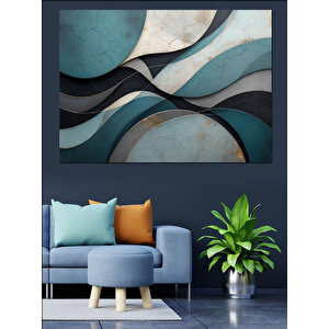 Mavi Ve Gri Soyut Sanat Dekoratif Kanvas - Mdf Ahşap Tablo