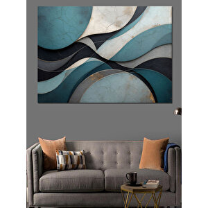 Mavi Ve Gri Soyut Sanat Dekoratif Kanvas - Mdf Ahşap Tablo
