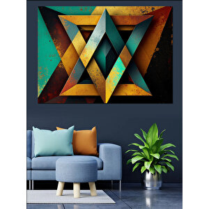 Geometrik Renkli Üçgen Kompozisyon Dekoratif Kanvas - Mdf Ahşap Tablo