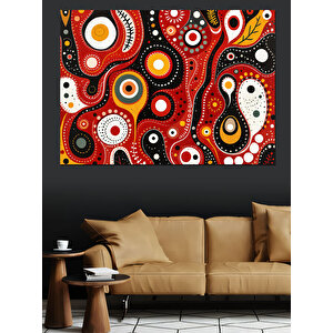 Soyut Kırmızı Siyah Daireler Dekoratif Kanvas - Mdf Ahşap Tablo 70x100 cm