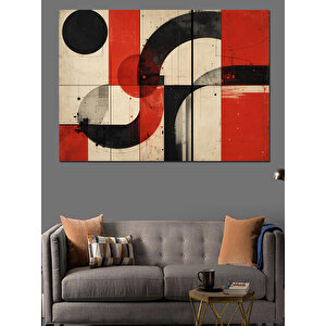 Kırmızı Siyah Soyut Kompozisyon Dekoratif Kanvas - Mdf Ahşap Tablo 100x140 cm