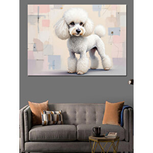 Beyaz Tüylü Poodle Dekoratif Kanvas - Mdf Ahşap Tablo 25x35 cm