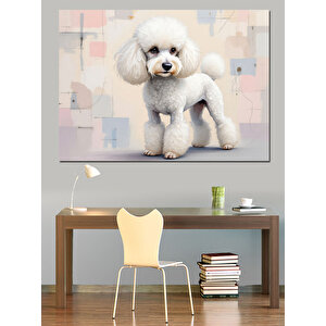 Beyaz Tüylü Poodle Dekoratif Kanvas - Mdf Ahşap Tablo 25x35 cm