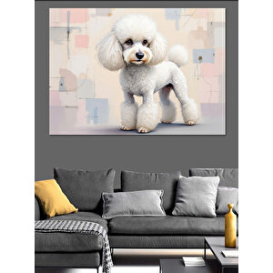 Beyaz Tüylü Poodle Dekoratif Kanvas - Mdf Ahşap Tablo 25x35 cm