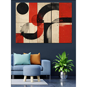 Kırmızı Siyah Soyut Kompozisyon Dekoratif Kanvas - Mdf Ahşap Tablo