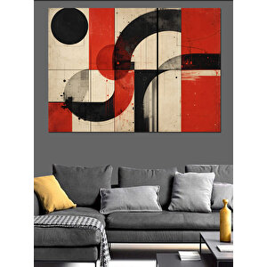 Kırmızı Siyah Soyut Kompozisyon Dekoratif Kanvas - Mdf Ahşap Tablo 35x50 cm