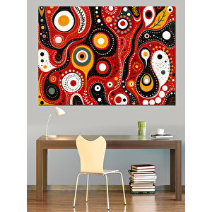 Soyut Kırmızı Siyah Daireler Dekoratif Kanvas - Mdf Ahşap Tablo 50x70 cm