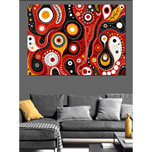 Soyut Kırmızı Siyah Daireler Dekoratif Kanvas - Mdf Ahşap Tablo 50x70 cm