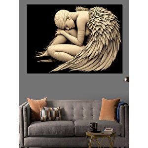 Kanatlı Sarılmış Kadın Dekoratif Kanvas - Mdf Ahşap Tablo