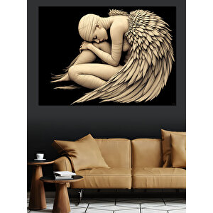 Kanatlı Sarılmış Kadın Dekoratif Kanvas - Mdf Ahşap Tablo 70x100 cm