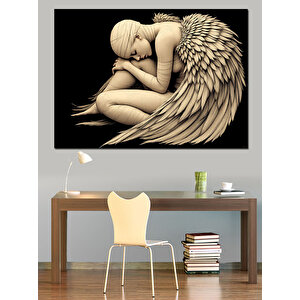 Kanatlı Sarılmış Kadın Dekoratif Kanvas - Mdf Ahşap Tablo