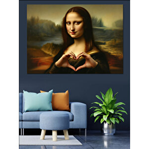 Mona Lisa Kalp Yapan Dekoratif Kanvas - Mdf Ahşap Tablo 50x70 cm
