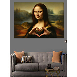 Mona Lisa Kalp Yapan Dekoratif Kanvas - Mdf Ahşap Tablo 50x70 cm