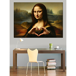 Mona Lisa Kalp Yapan Dekoratif Kanvas - Mdf Ahşap Tablo 50x70 cm