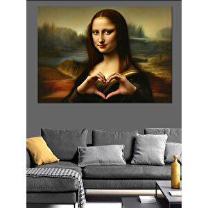 Mona Lisa Kalp Yapan Dekoratif Kanvas - Mdf Ahşap Tablo