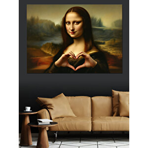 Mona Lisa Kalp Yapan Dekoratif Kanvas - Mdf Ahşap Tablo