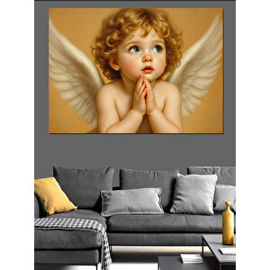 Melek Kanatlı Masum Çocuk Dekoratif Kanvas - Mdf Ahşap Tablo 50x70 cm