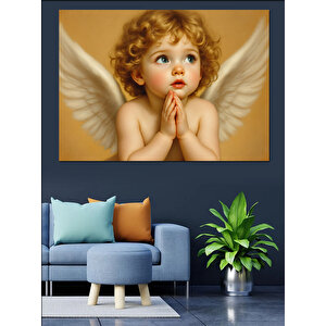 Melek Kanatlı Masum Çocuk Dekoratif Kanvas - Mdf Ahşap Tablo