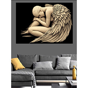 Kanatlı Sarılmış Kadın Dekoratif Kanvas - Mdf Ahşap Tablo 50x70 cm