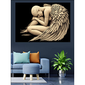 Kanatlı Sarılmış Kadın Dekoratif Kanvas - Mdf Ahşap Tablo 50x70 cm