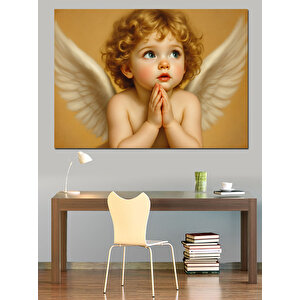 Melek Kanatlı Masum Çocuk Dekoratif Kanvas - Mdf Ahşap Tablo 70x100 cm