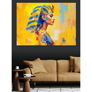 Renkli Soyut Mısırlı Kadın Portresi Dekoratif Kanvas - Mdf Ahşap Tablo 35x50 cm