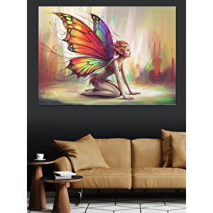 Parlayan Kanatlı Peri Kızı Dekoratif Kanvas - Mdf Ahşap Tablo 70x100 cm