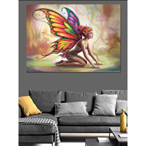 Işıltılı Kanatlı Peri Kızı Dekoratif Kanvas - Mdf Ahşap Tablo