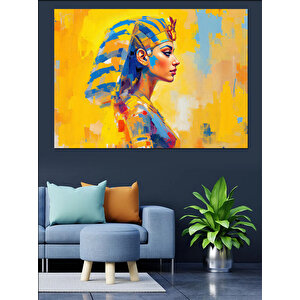 Renkli Soyut Mısırlı Kadın Portresi Dekoratif Kanvas - Mdf Ahşap Tablo 50x70 cm