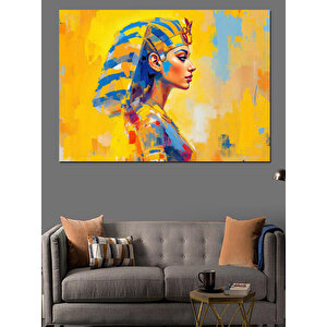 Renkli Soyut Mısırlı Kadın Portresi Dekoratif Kanvas - Mdf Ahşap Tablo 50x70 cm