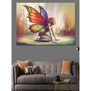 Parlayan Kanatlı Peri Kızı Dekoratif Kanvas - Mdf Ahşap Tablo 35x50 cm