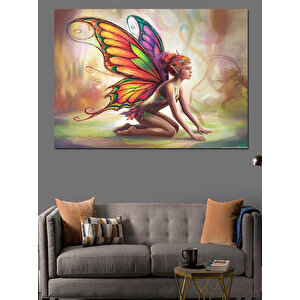 Işıltılı Kanatlı Peri Kızı Dekoratif Kanvas - Mdf Ahşap Tablo 35x50 cm