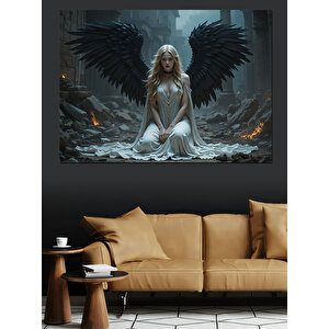 Kanatlı Melek Figürü Dekoratif Kanvas - Mdf Ahşap Tablo 100x140 cm