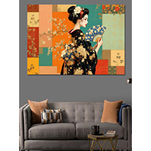 Geleneksel Japon Kadın İllüstrasyonu Dekoratif Kanvas - Mdf Ahşap Tablo 50x70 cm